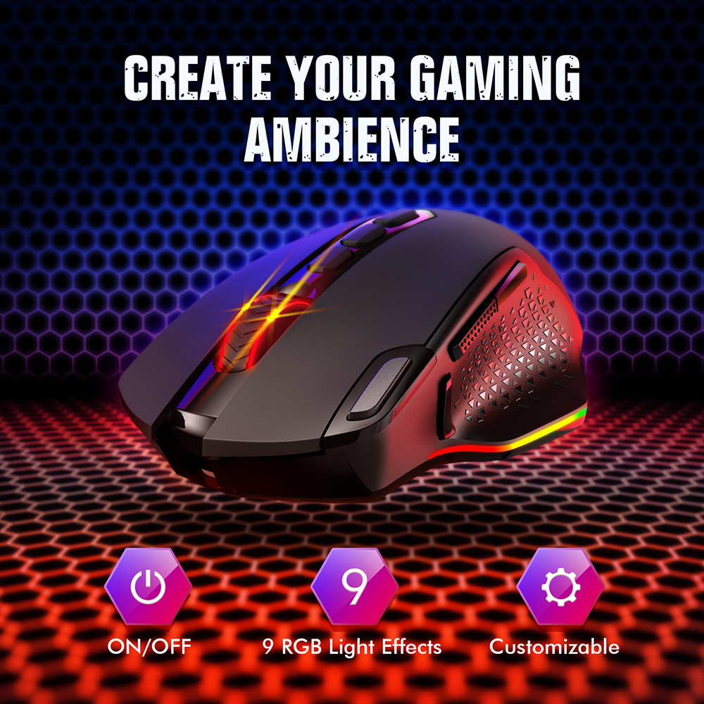 Mouse Gamer RGB Pictek SEM FIO