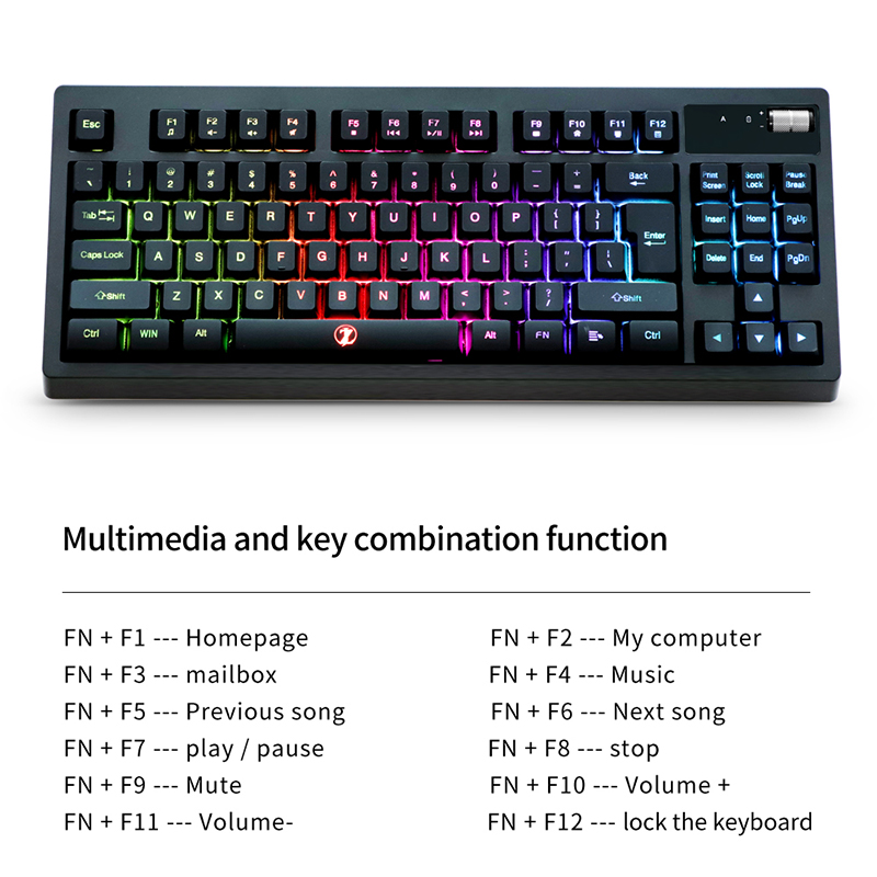 Teclado Gamer sem fio L87 RGB